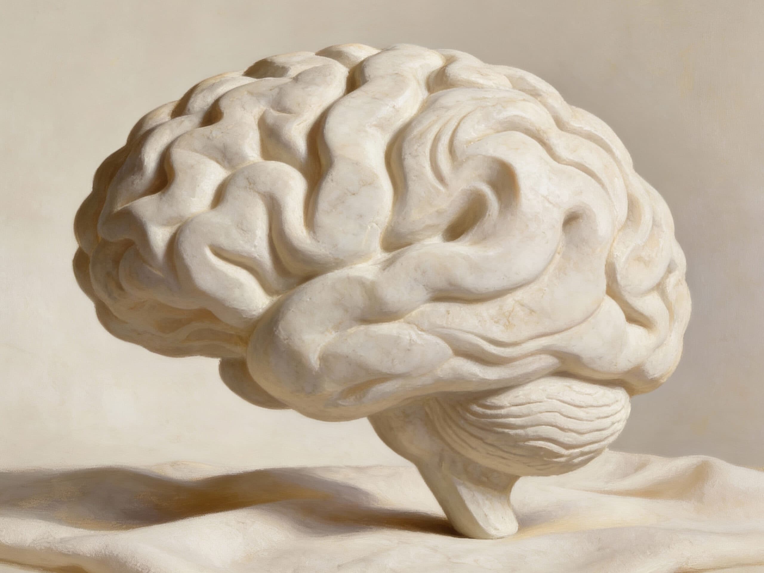 A marble sculpture of a brain